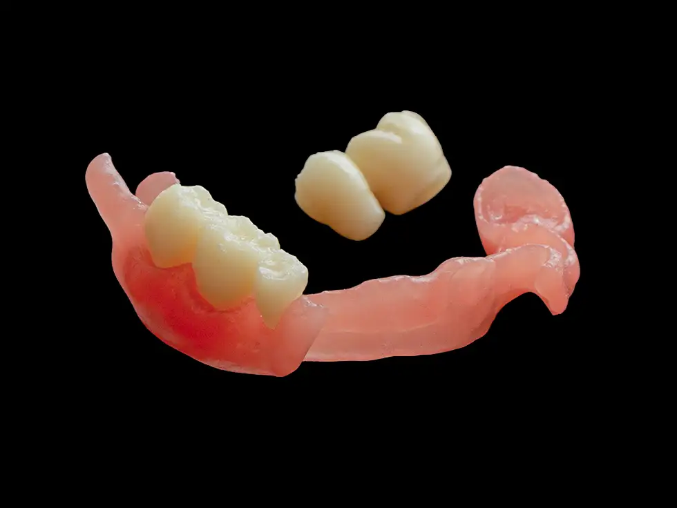 Prótesis flexible digital montaje dientes